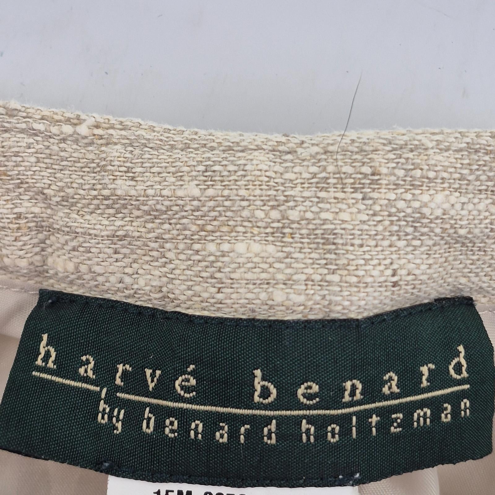 Harvé Benard Suit 8 Trousers 8 W28 L27 Beige Womens 100% Linen Straight 2 Piece