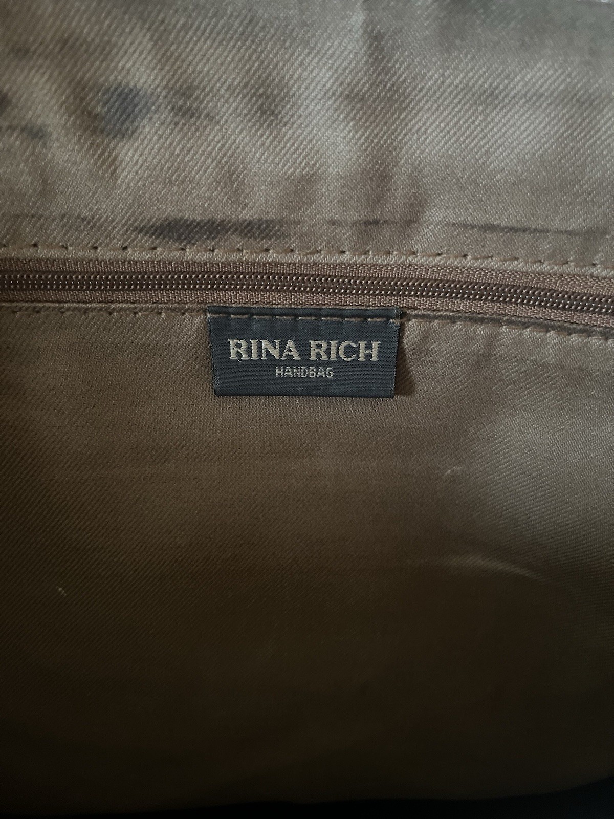 Vintage Rina Rich Brown Briefcase/Document Bag Men’s Push Lock Top Handle Zip