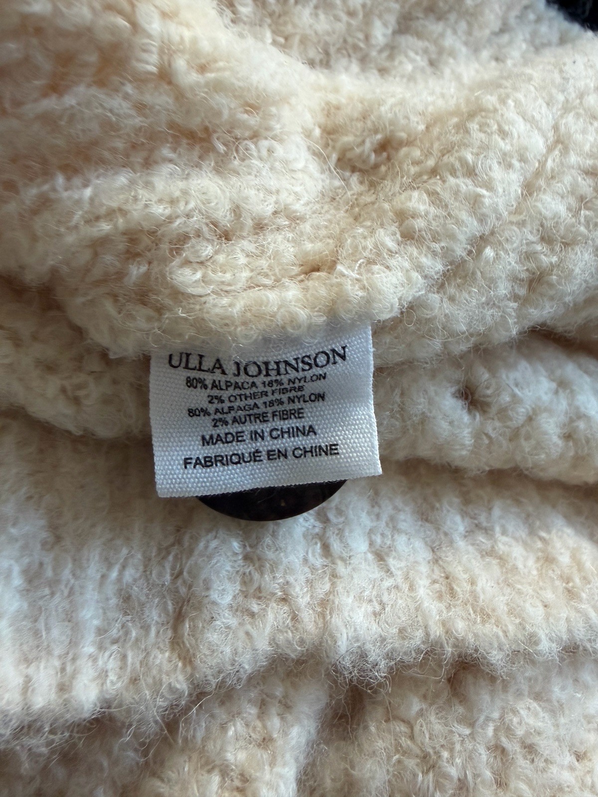 Ulla Johnson Cream Alpalca Blend Emmy Cardigan Sweater XL