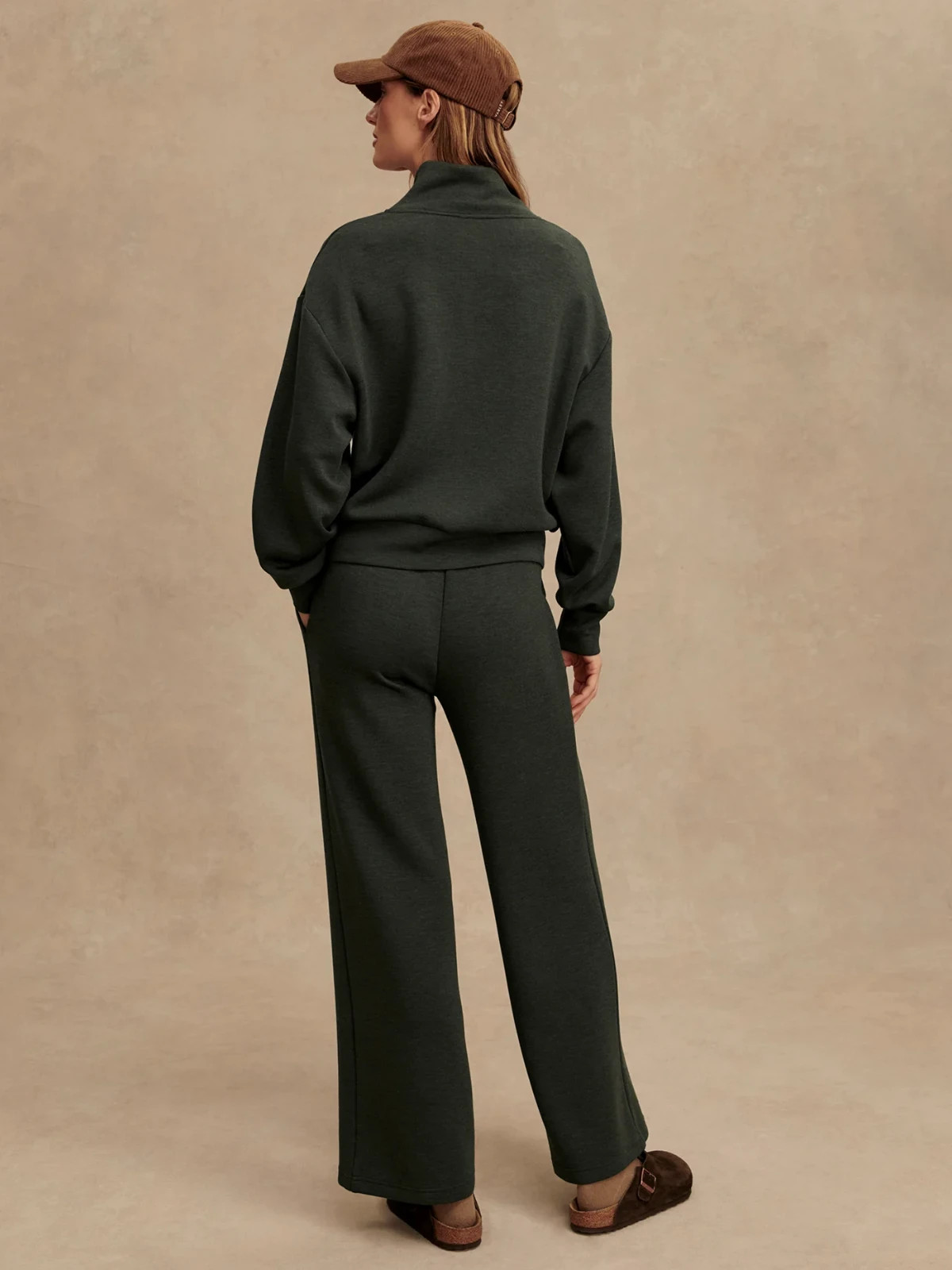 Varley The Wide Leg Pant 30″ in Olive Marl, Size Medium