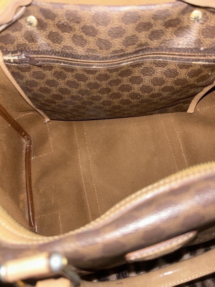 Authentic Celine LeatherBrown Mini Macadam BostonBag NS120753
