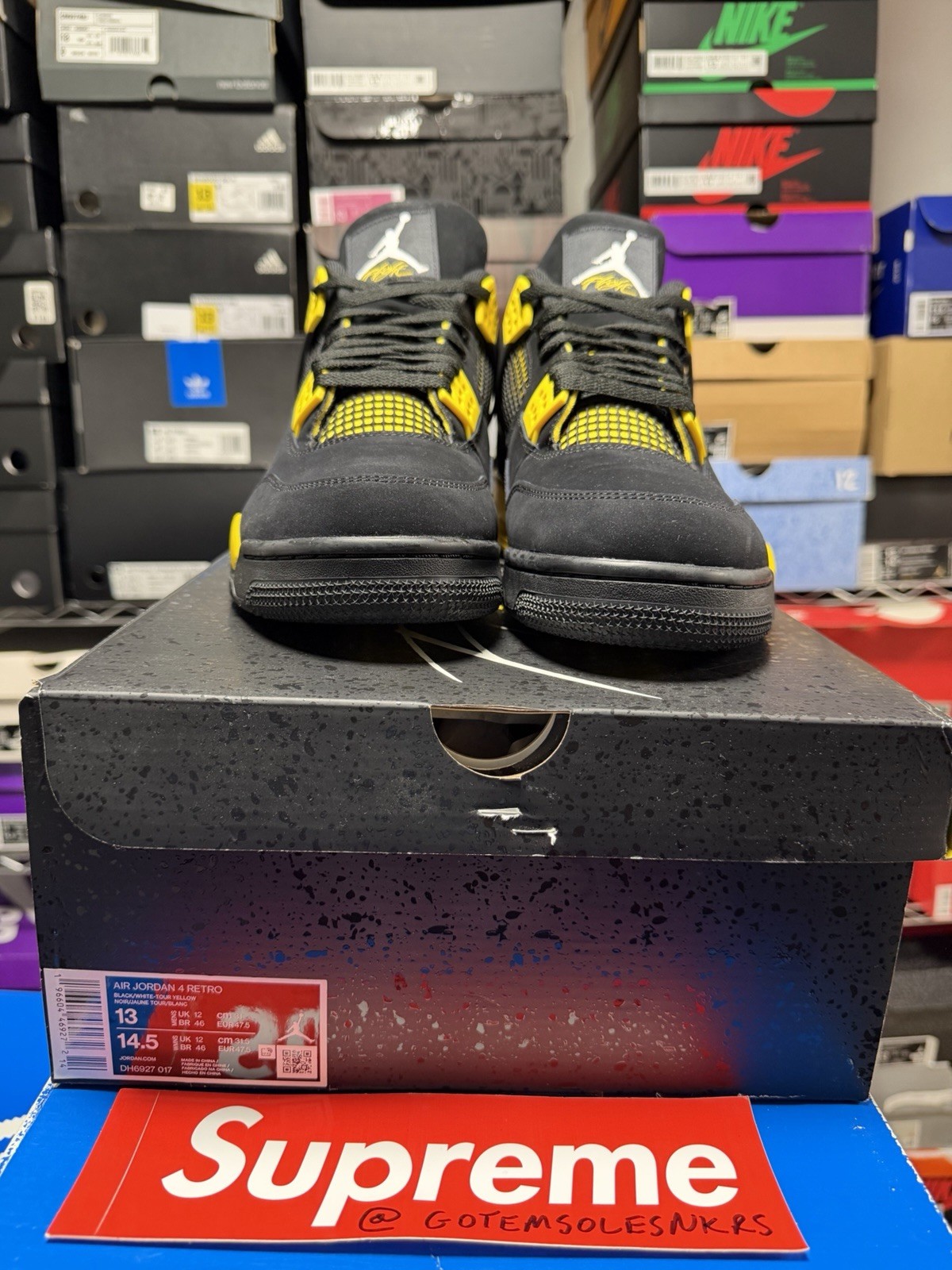 Nike Air Jordan 4 RETRO DH6927 017 BLACK YELLOW WHITE MENS Size 13 BRAND NEW