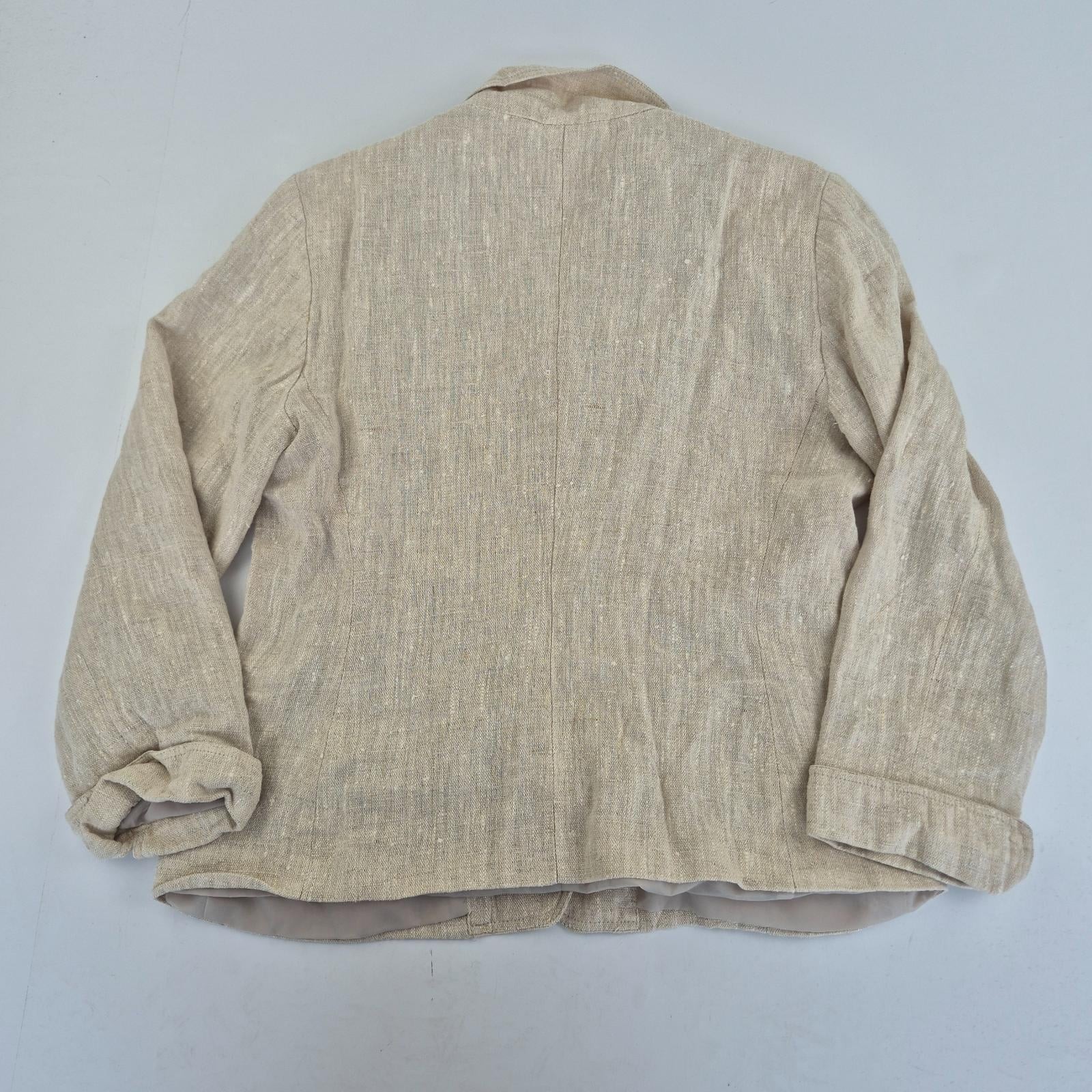 Harvé Benard Suit 8 Trousers 8 W28 L27 Beige Womens 100% Linen Straight 2 Piece