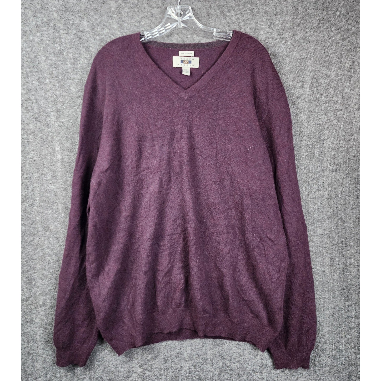 Joseph Abboud Sweater Mens 2XL Purple 100% Cashmere V-Neck Pullover U-14-A1-FTC