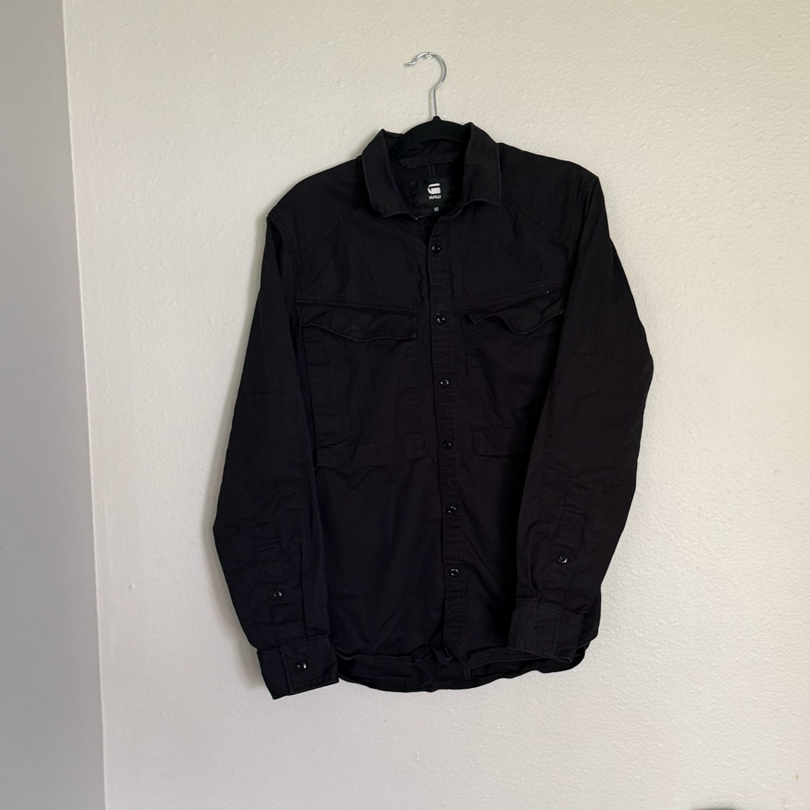 G-Star RAW Black Vodan Utility Overshirt Shacket Men’s Size Medium M D02037