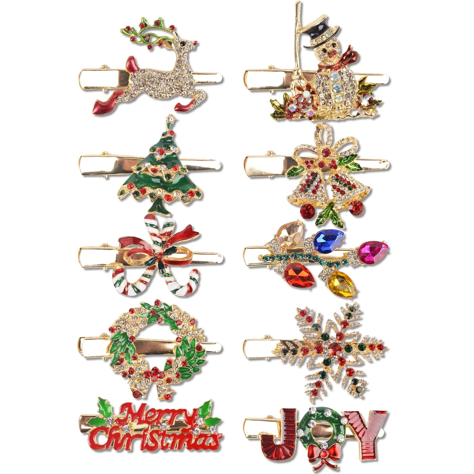 Qumenan 10Pcs Christmas Rhinestone 1 Count (Pack of 10), multicolor