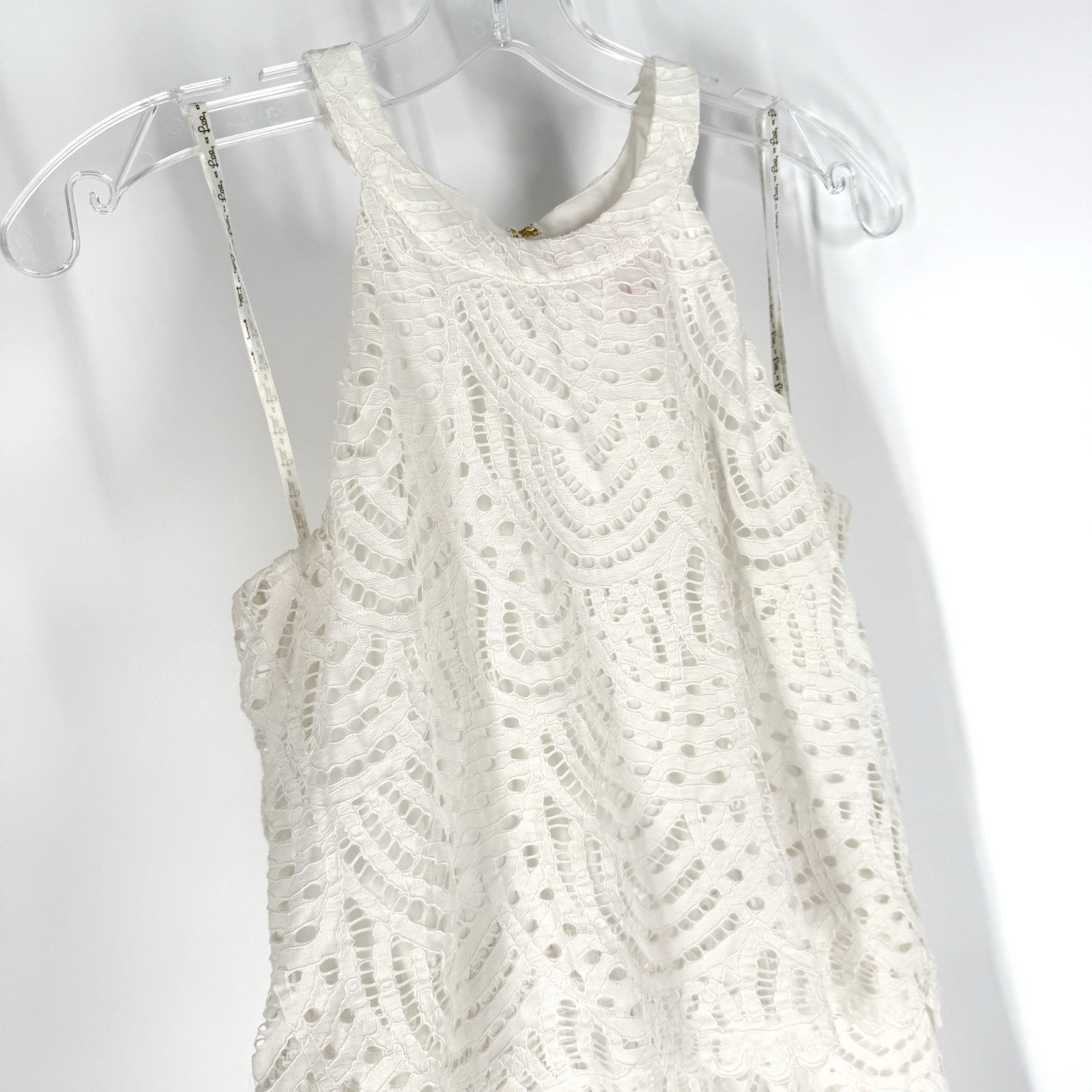 Lilly Pulitzer Edona Romper Womens Size 00 White Lace Ruffle Sleeveless Lined