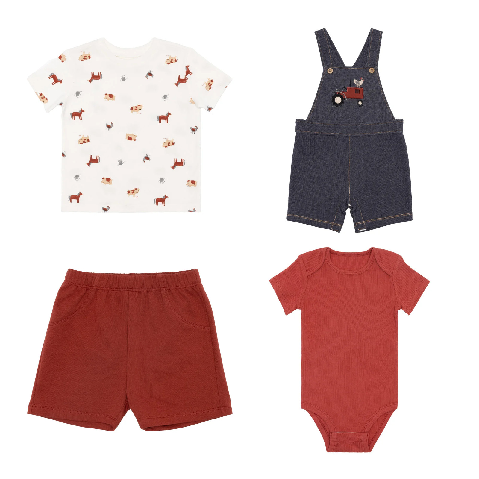 Pekkle Baby 4-piece Overall & Short Set