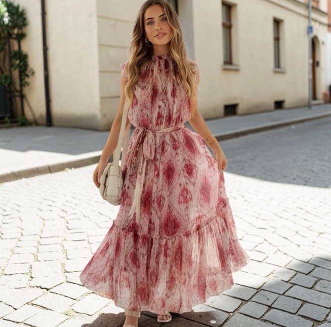 Zimmermann Wavelength Frill Midi Dress Size 0/AU 8/US 4 Silk Raspberry Ikat Belt