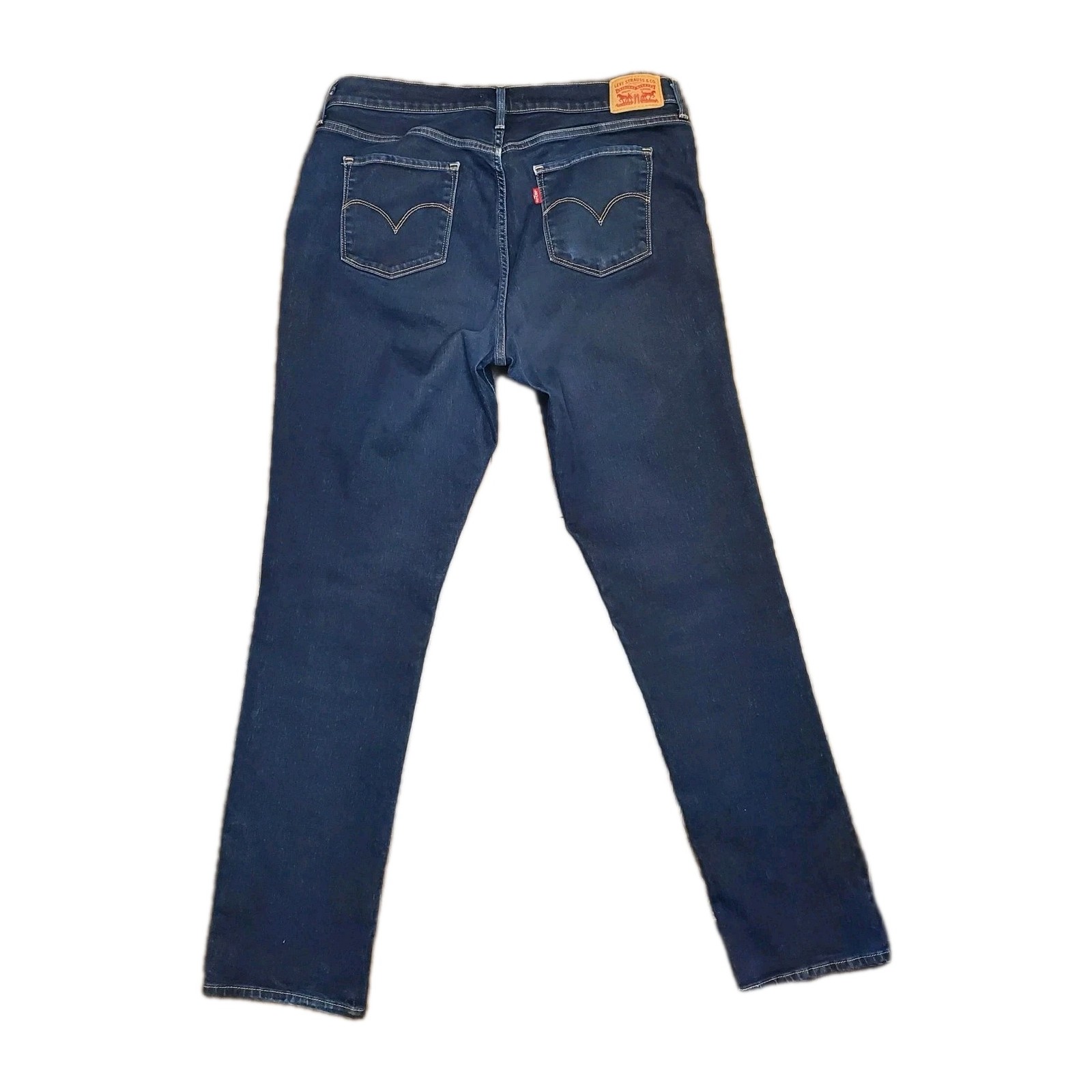 Levis 312 Shaping Slim Straight Jeans Womens 34×32 Blue Denim Button Dark Wash