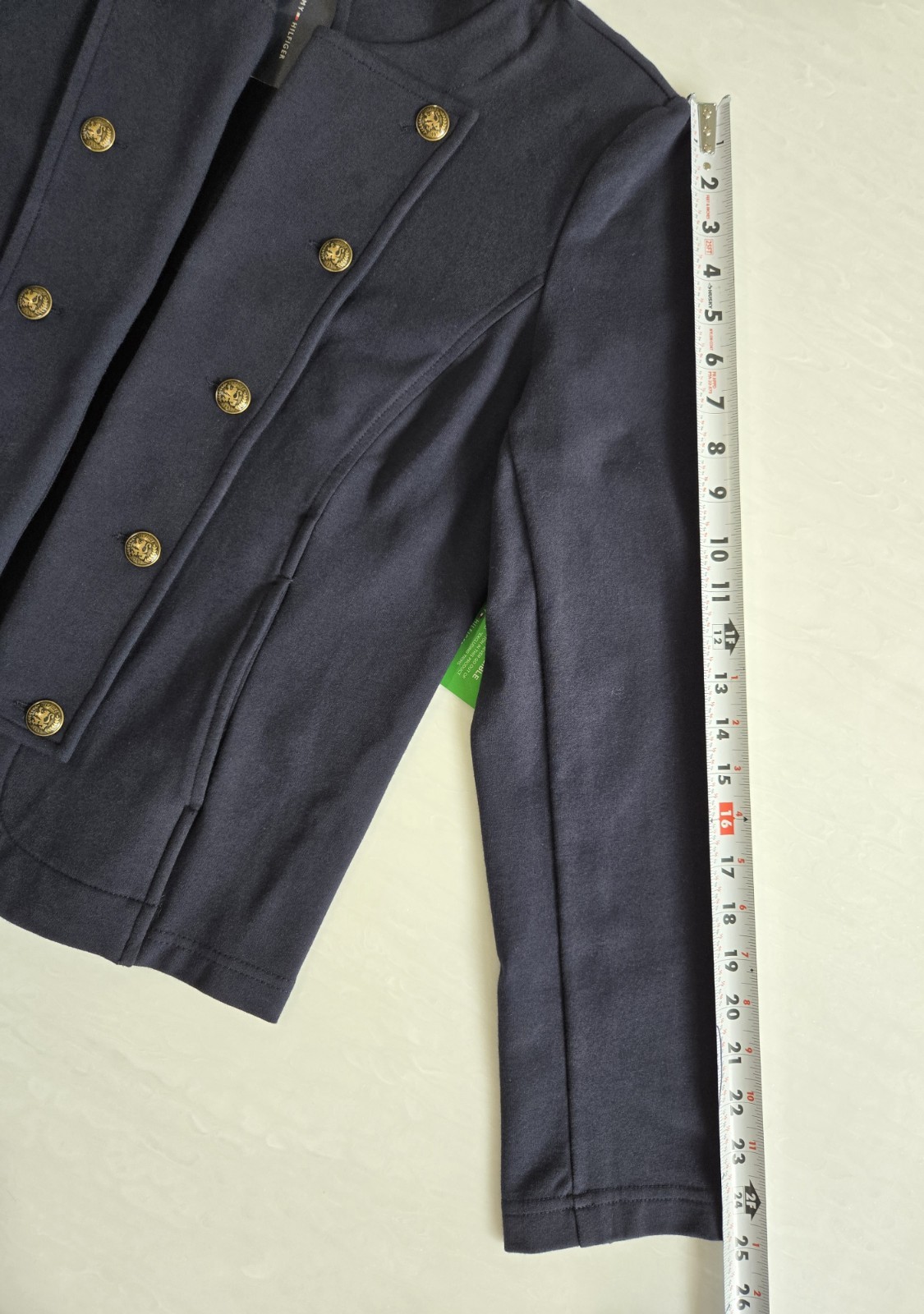 NWT Tommy Hilfiger Womens Blazer Military Band Jacket Navy Blazer Gold Buttons L