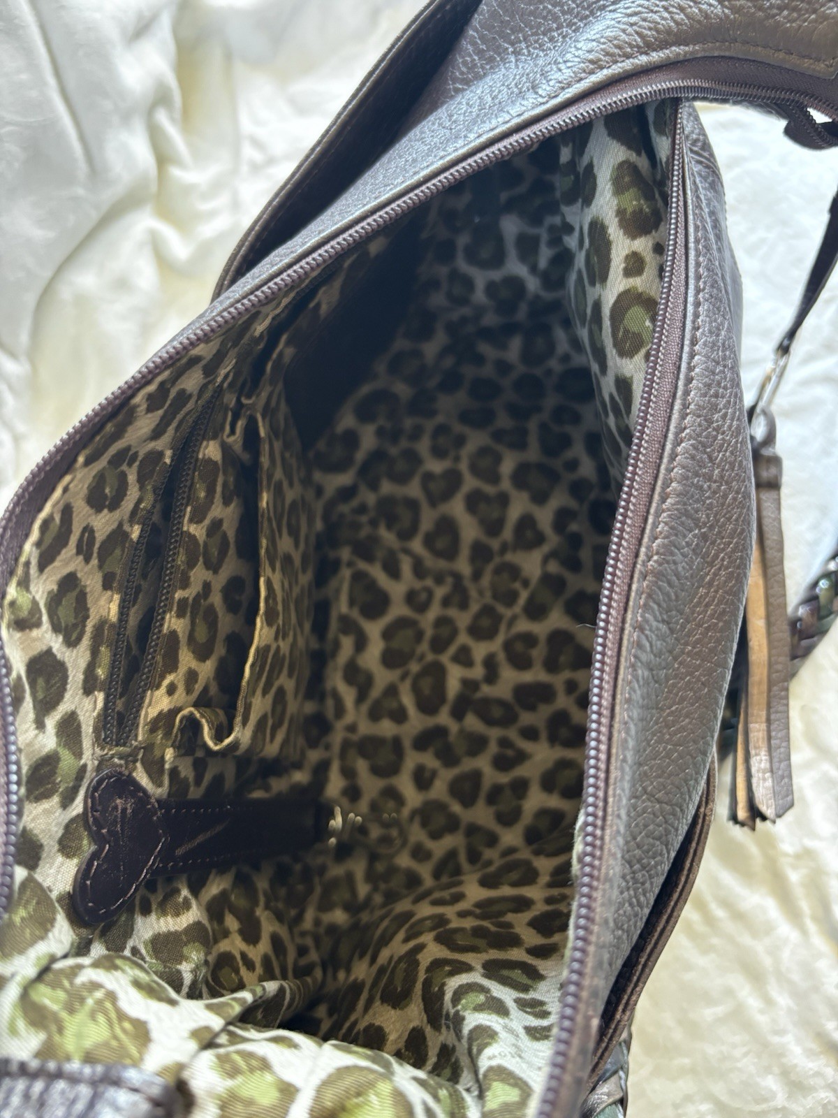 Brighton Barbados Hobo Bag Purse Shoulder Bag Leather Metallic Braided Strap