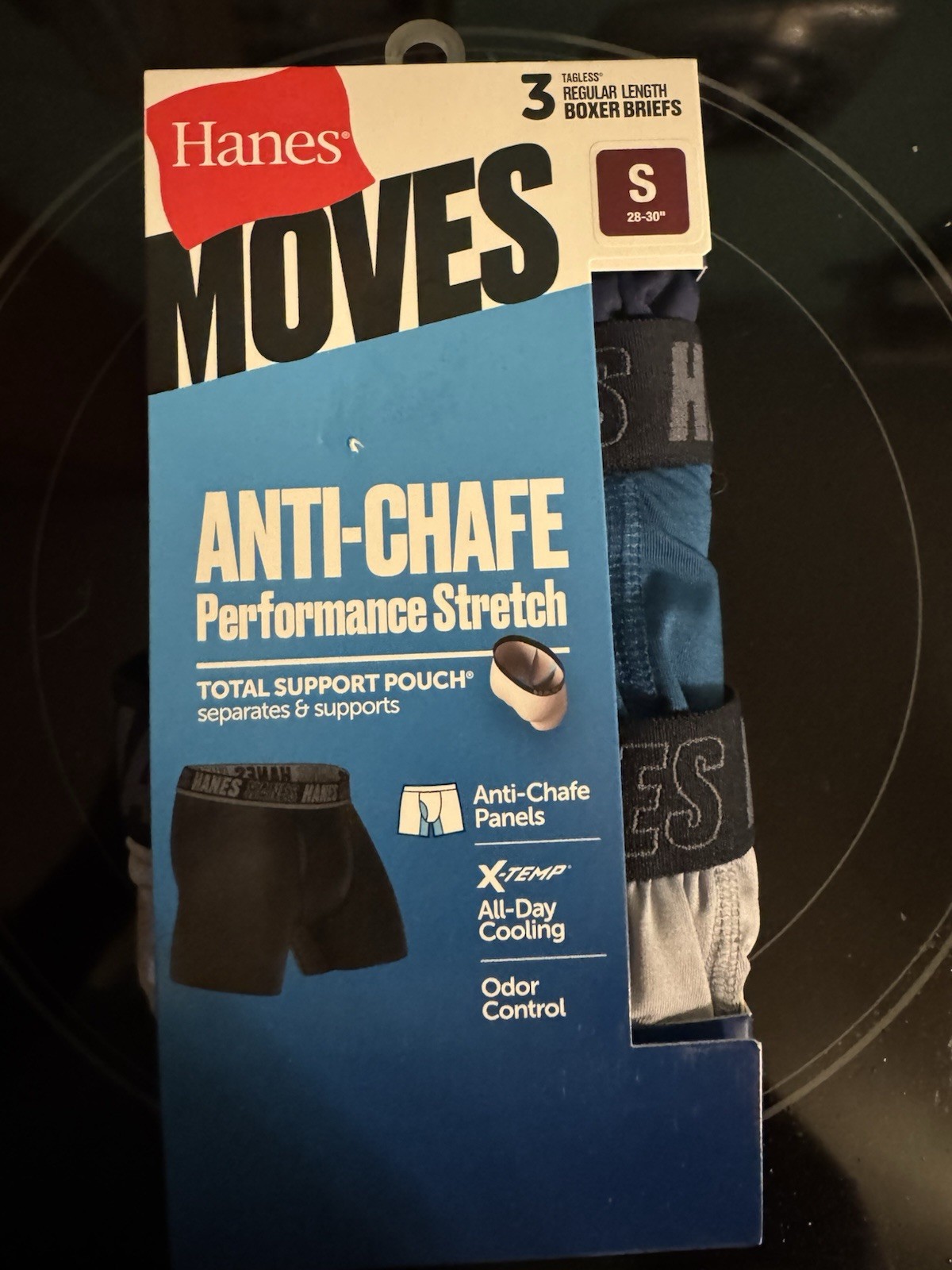 Hanes® Moves X-Temp® Men’s 3-Pack Boxer Briefs “Total Support Pouch & 6″ Inseam”