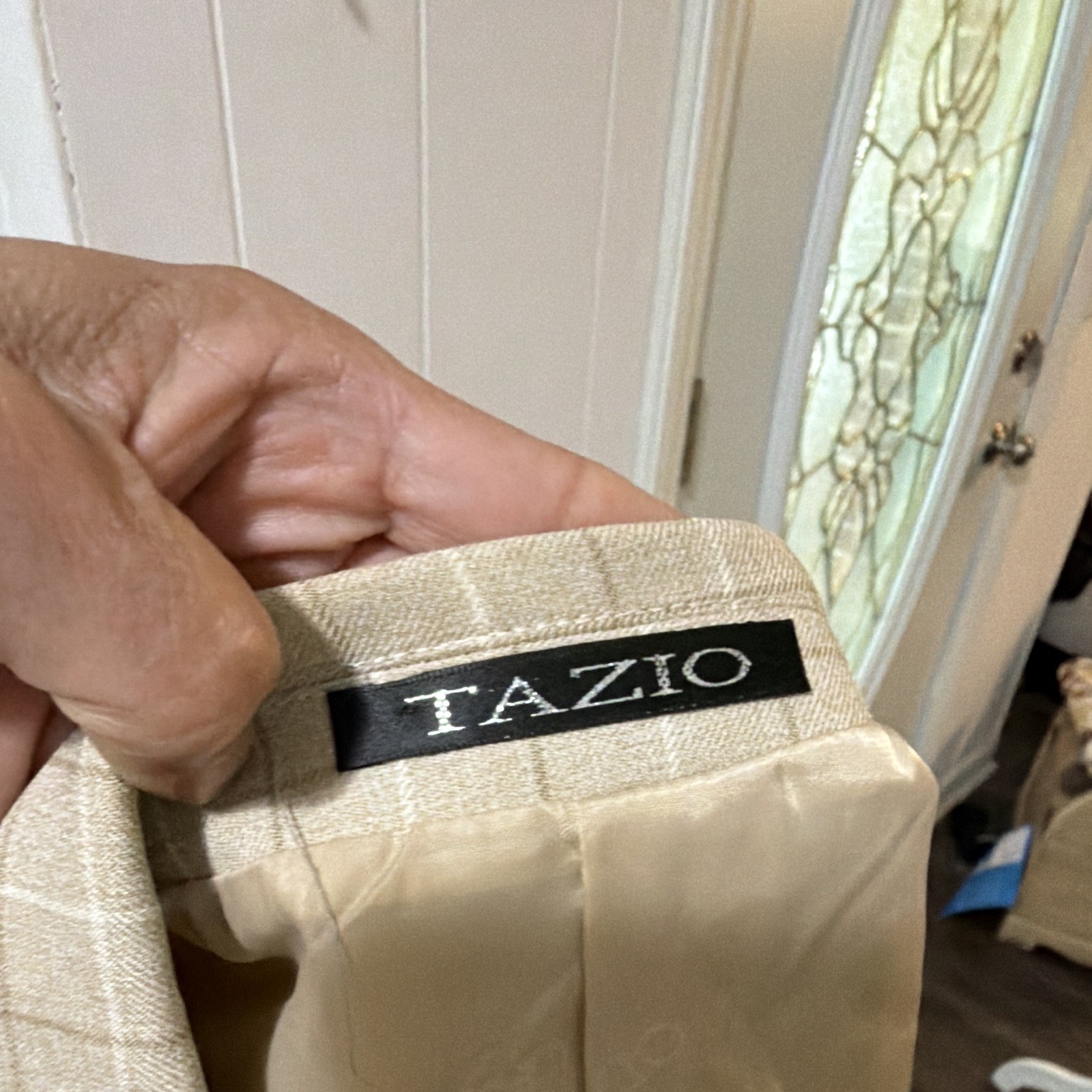 Tazio Beige Plaid Tuxedo Blazer 8 Regular Single-Breasted 2-Button Notch