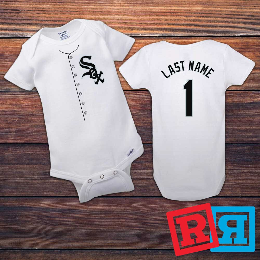 Personalized Chicago White Sox Gerber Baby Onesie® Cotton White Custom Bodysuit