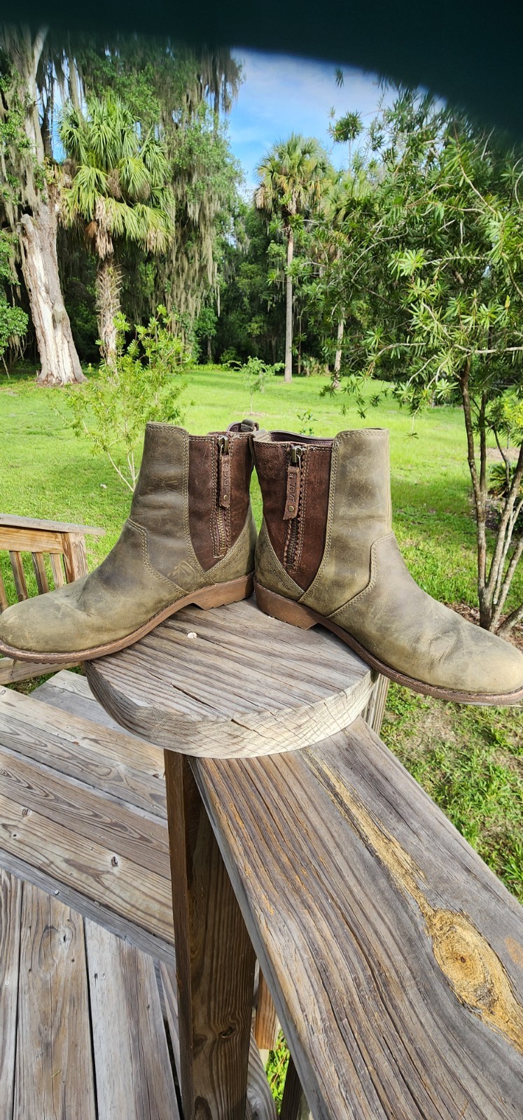 Teva 6.5 De La Vina Brown Leather Ankle Boots Zip Waterproof Buckle Distressed