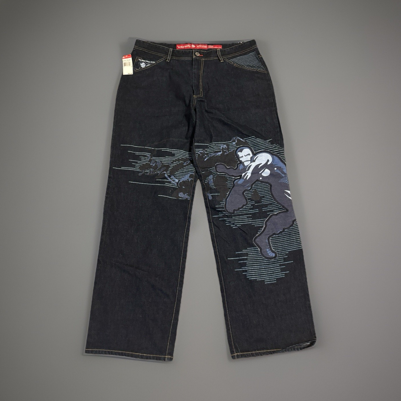 Ecko Unltd. Marvel Avengers Baggy Vintage Y2K Jeans Brand NWT 38 Embroidered