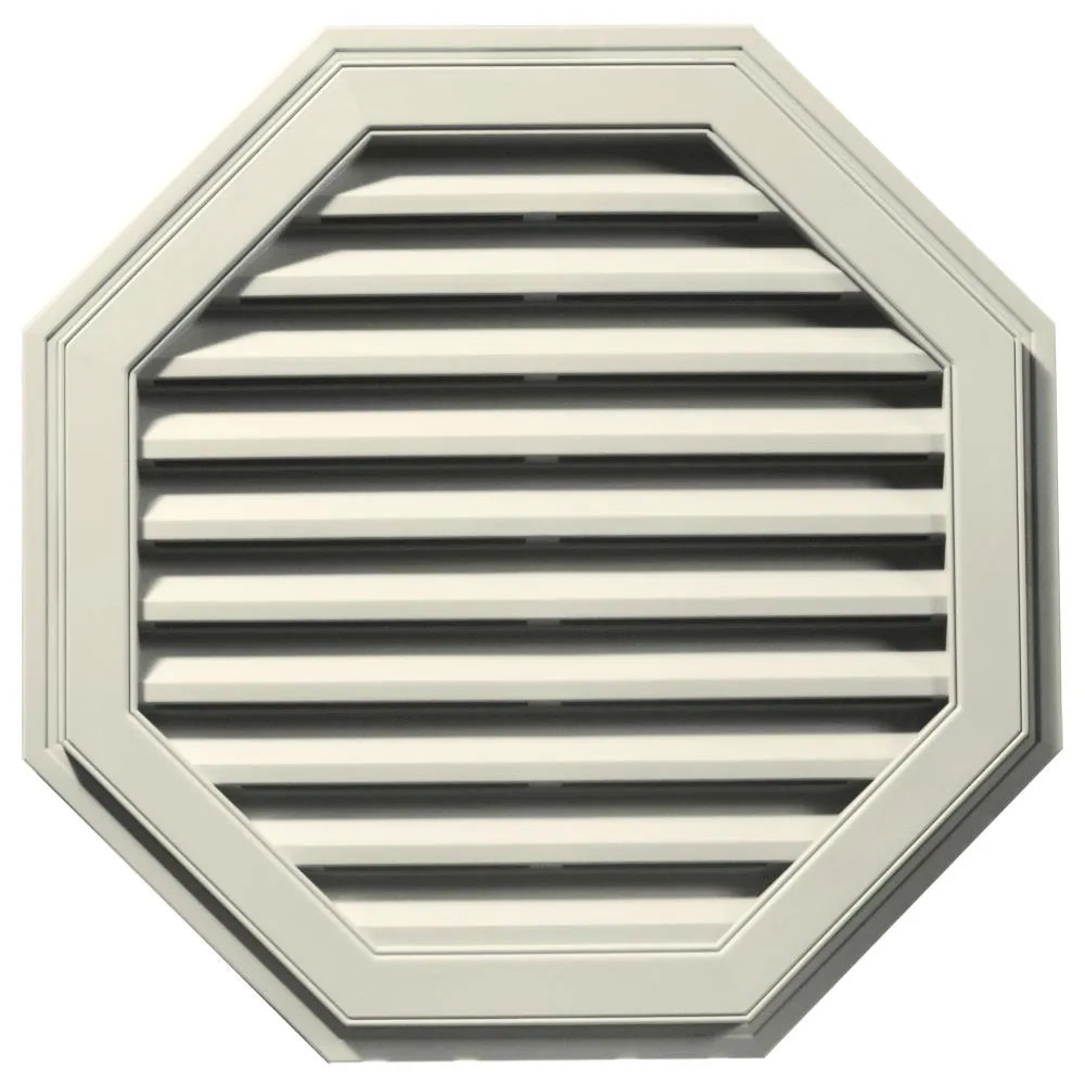 Builders Edge 16-in x 20-in Linen Octagon Vinyl Gable Louver Vent|5634