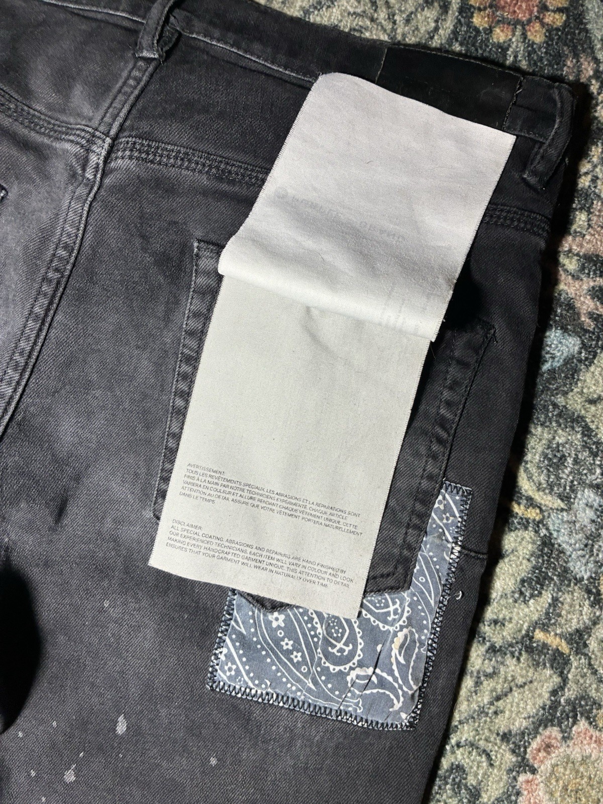 Purple Brand Men’s Black Dark Wash Distressed Skinny Stretch Denim Jeans Logo