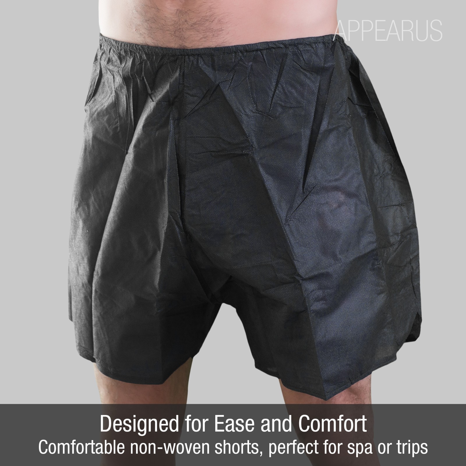 10 Pcs Men’s Disposable Black Boxer Underwear for Gym Travel Sauna – Single Pack
