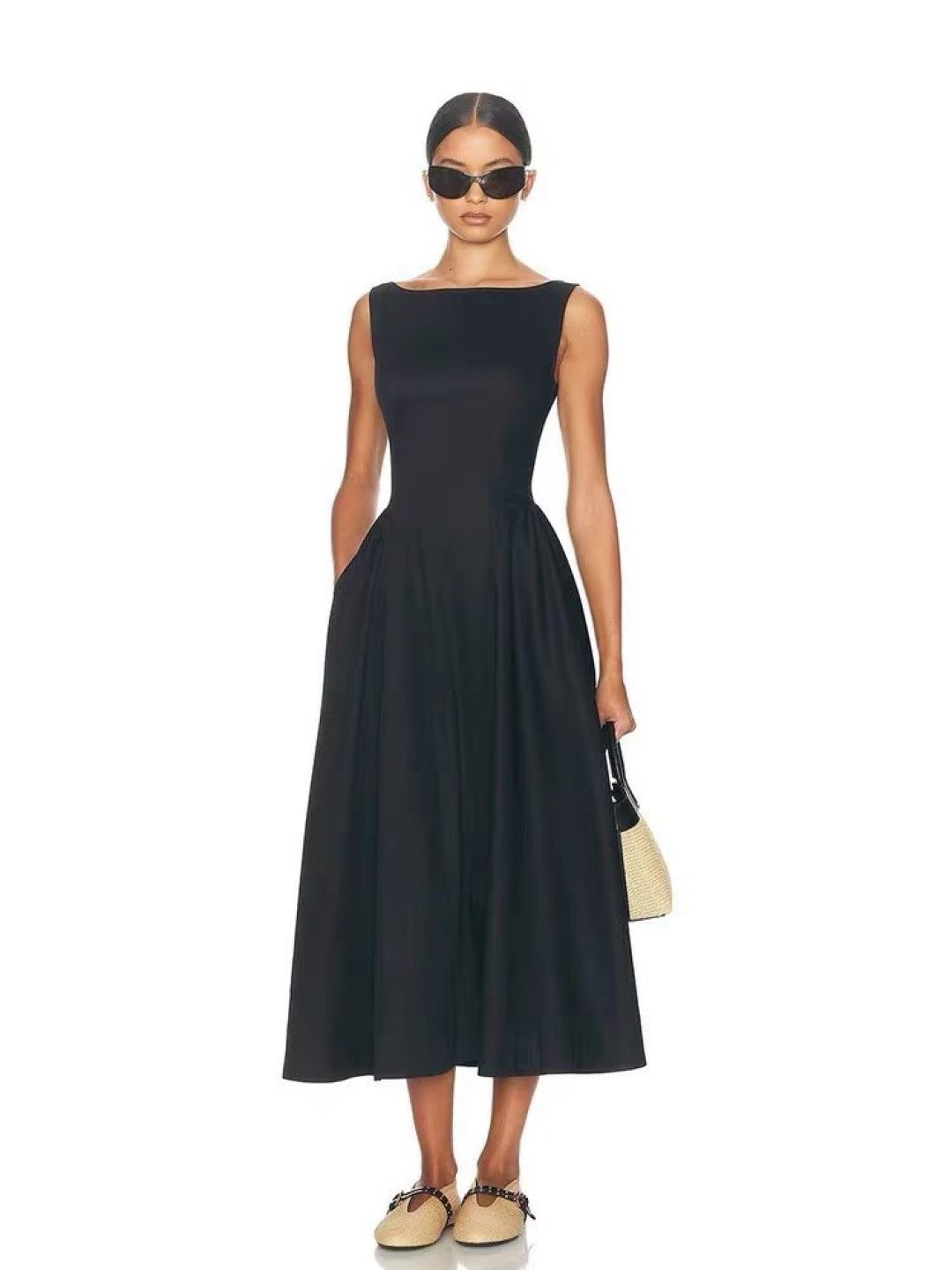 Helsa Stretch Organic Cotton Midi Dress