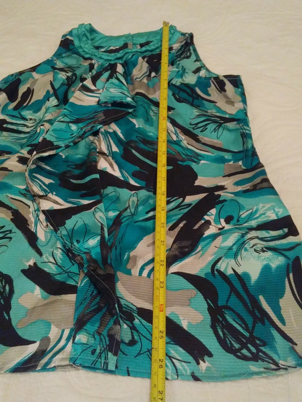 Nue Options Sleeveless Neck cover Classy Blouse Top Size See pic Shirt Sea Blue