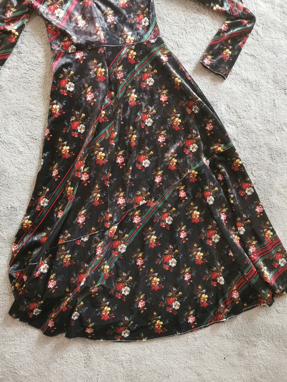 STUDIO BY PREEN Dress Velour Dress Floral Print Trendy Dress UK 6-8 BRAND NEW