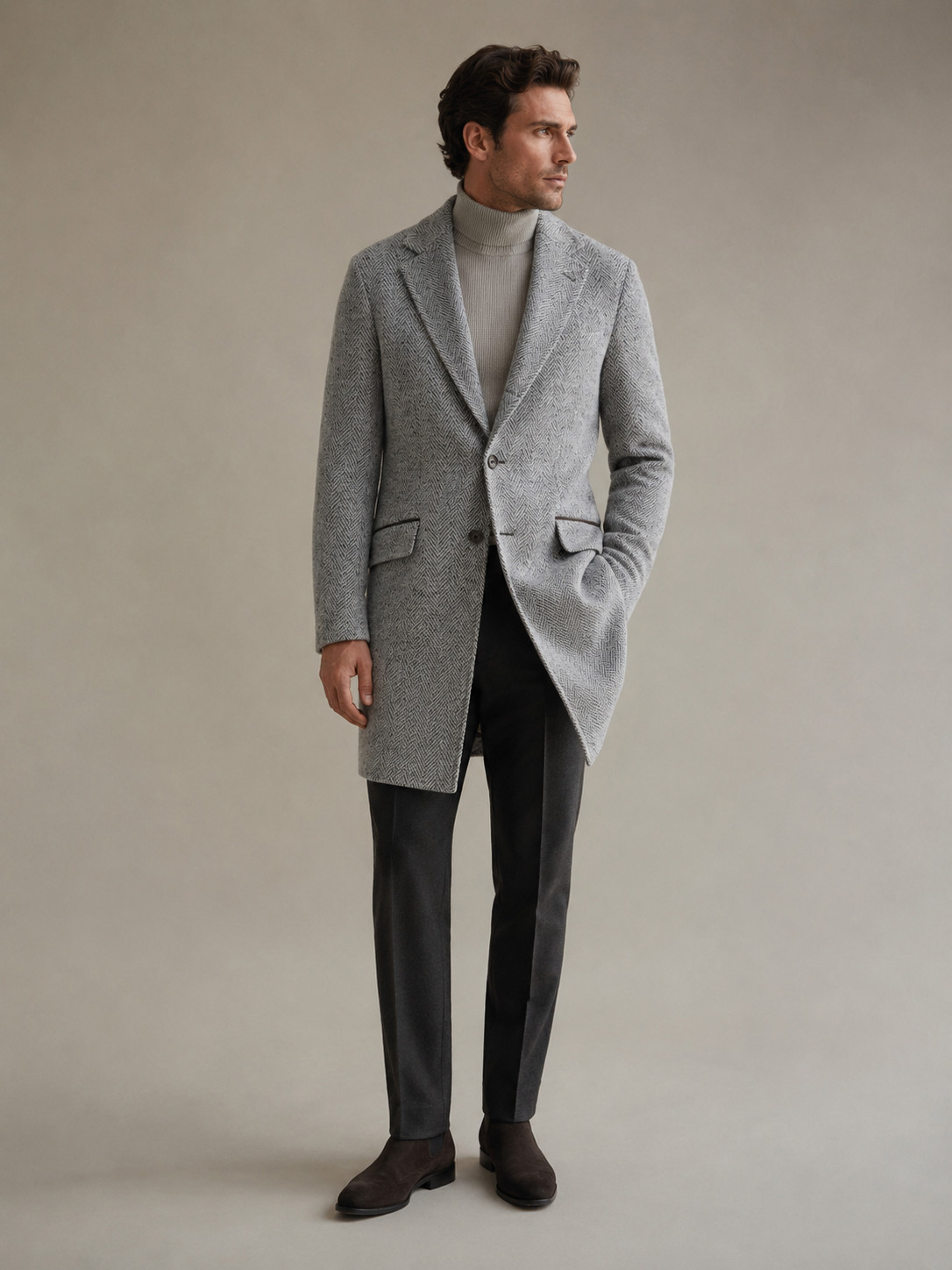 Loro Piana Martingala Cashmere Storm System Knit Gray Coat Jacket Men’s 50