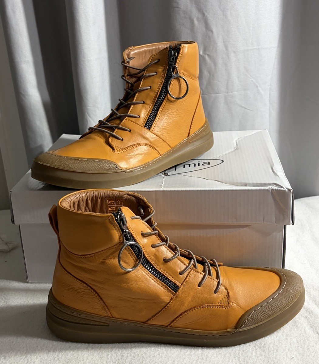 MIA Sheridan Leather High Top Ankle Boots Orange Side Zip Alba Women’s 8.5