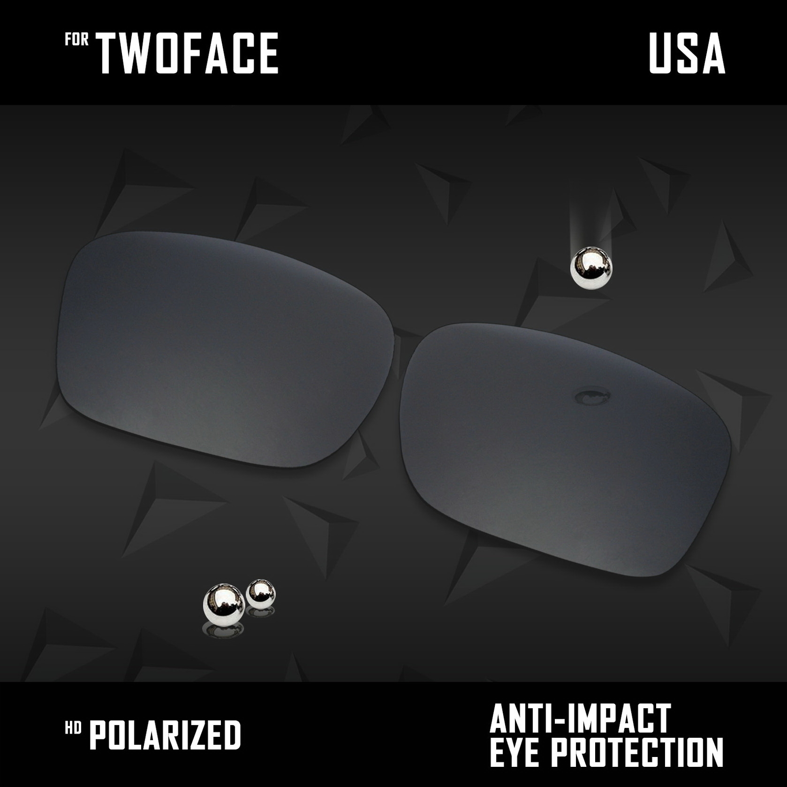iROX Polarized Replacement Lenses for-Oakley TwoFace OO9189 – Black