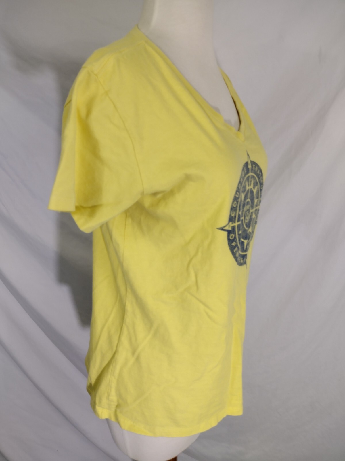 LIFE IS GOOD Womens T Shirt Yellow Chiffon SS Cotton Crusher Compass Graphic Med