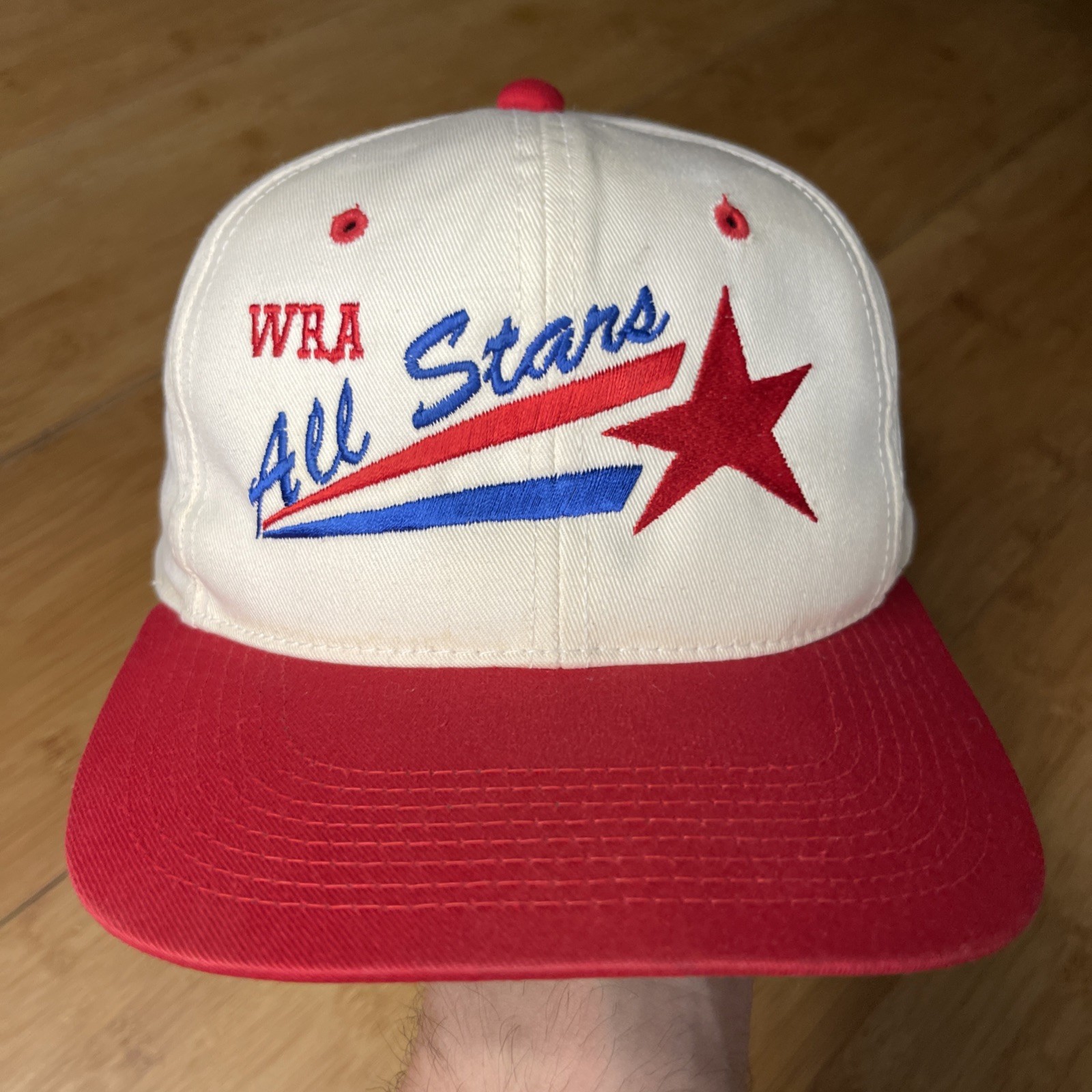 VTG KUDZU WRA All Stars 90s White Red Allstar Snapback Hat YoungAn Mens Sports