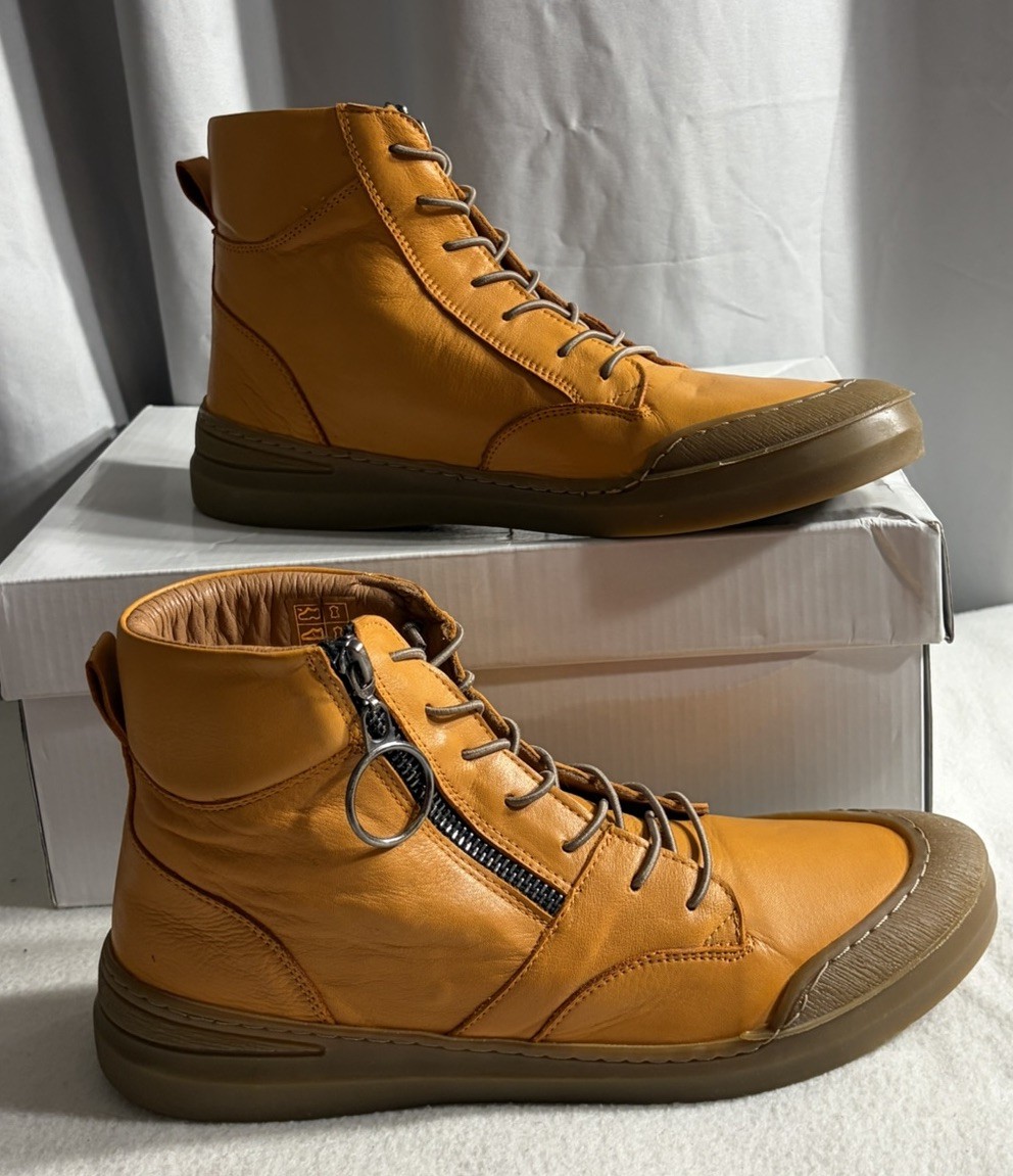 MIA Sheridan Leather High Top Ankle Boots Orange Side Zip Alba Women’s 8.5