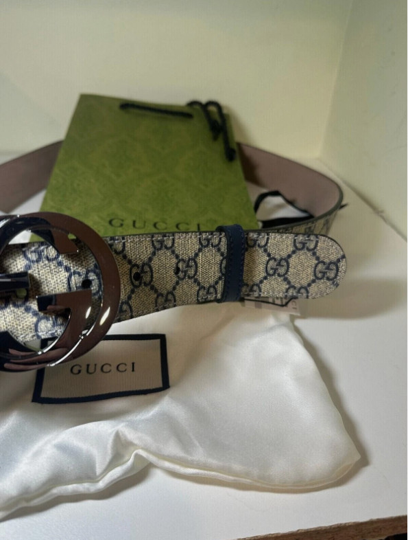 Blue GG Mono CanvasGucci Mens Belt
