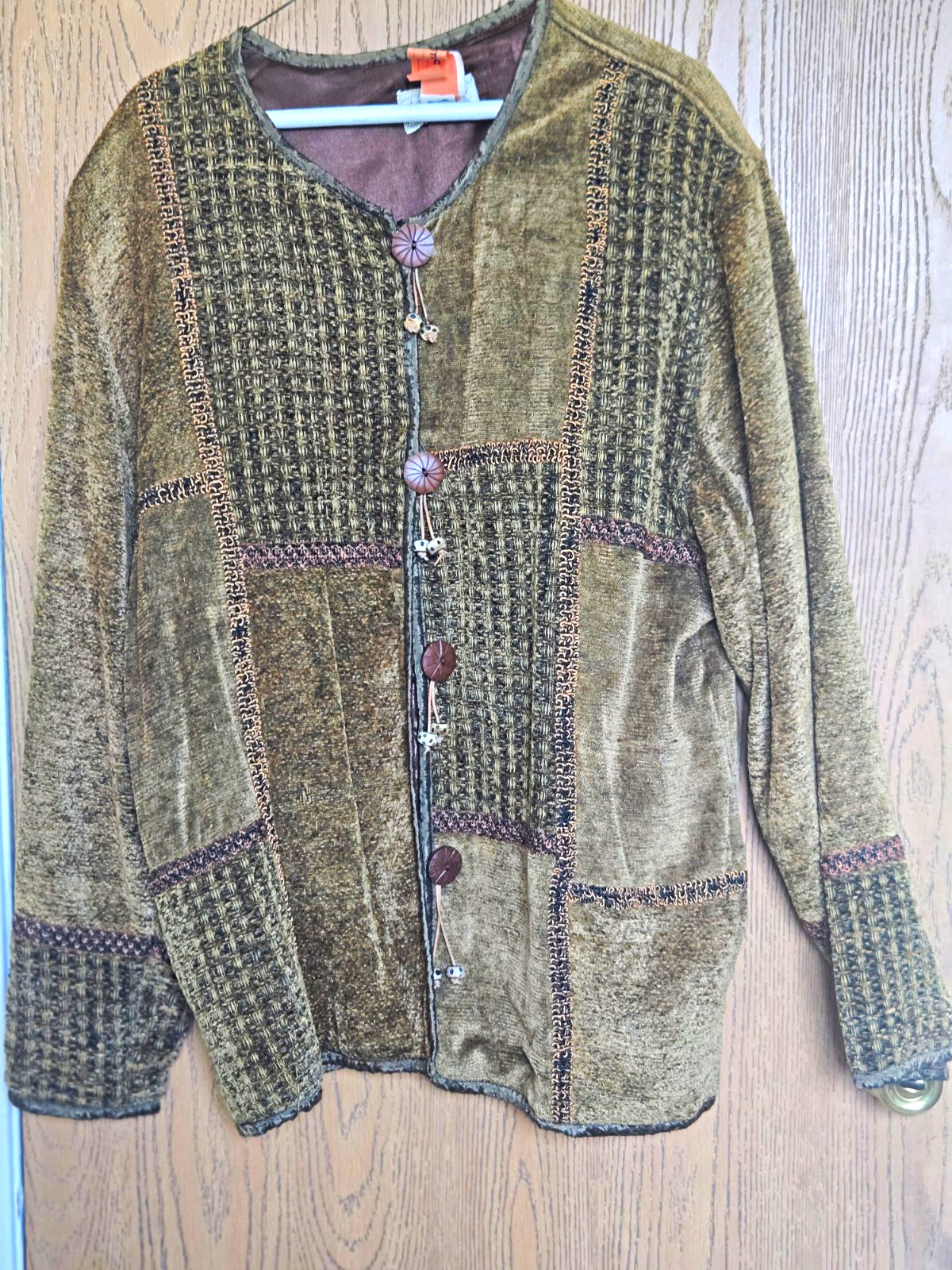 Flashback Women’s Brown Button Front Jacket w/ Pockets Size L Long Sleeve