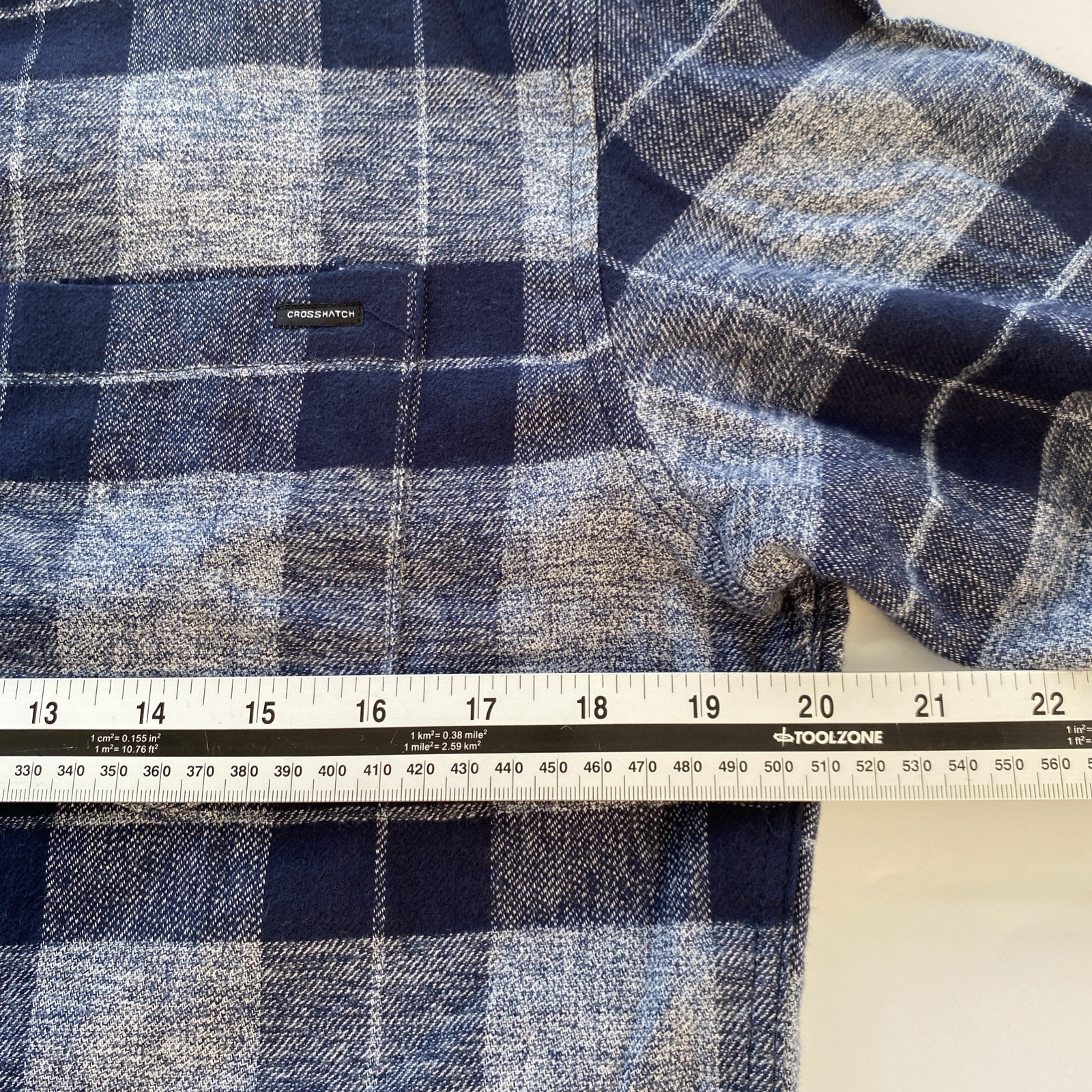 Crosshatch Black Label Shirt Men’s Medium Blue Check Cotton Flannel Shirt