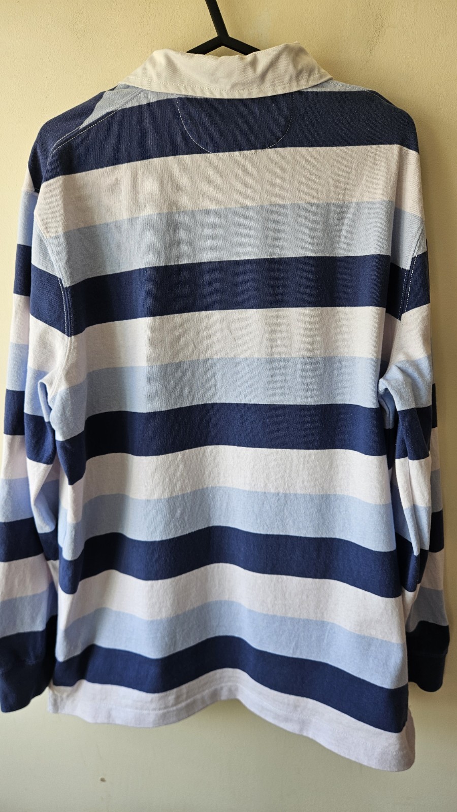 Polo Ralph Lauren Rugby Shirt XL Custom Slim Fit Striped Blue 23×28 Authentic