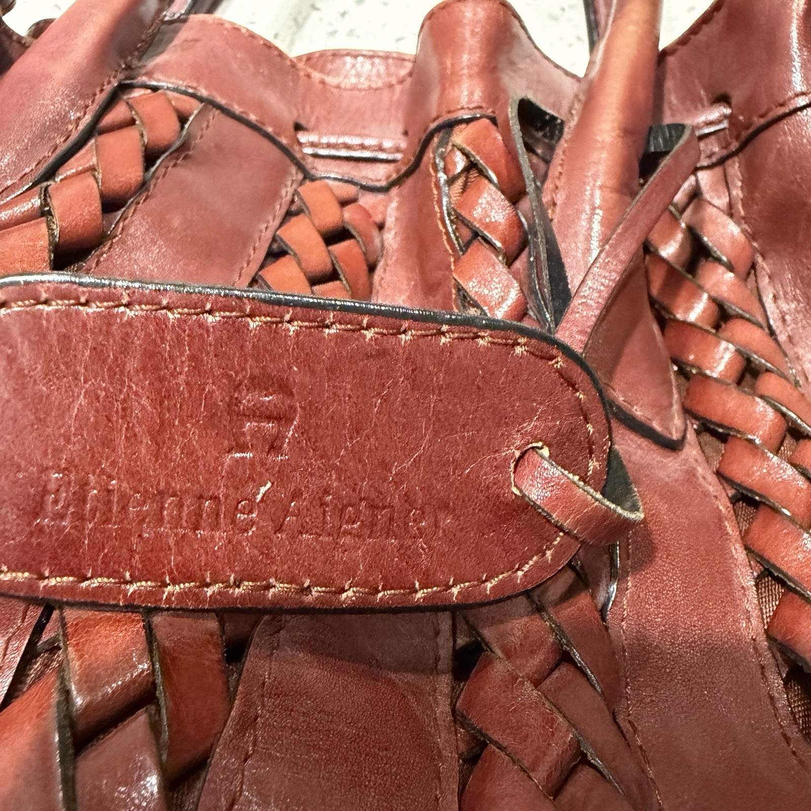 Vintage Etienne Aigner brown leather braided handbag