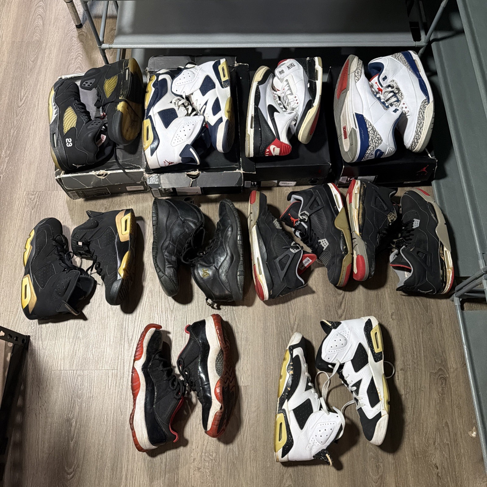 Air Jordan Bundle Lot 10 Pairs For Restoration Vintage OG Box Sizes 10-14 Bred