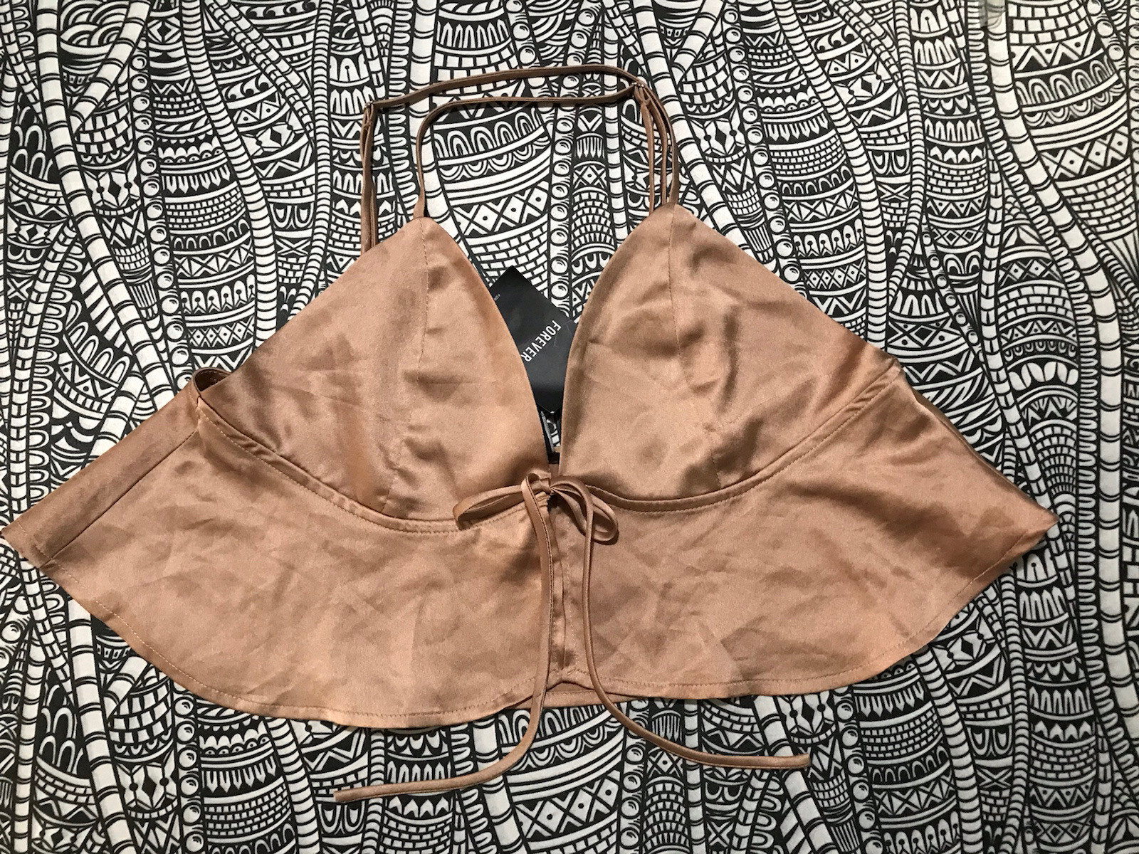 Forever 21 Sweetheart Spaghetti Straps Crop Top Blouse Copper Size Large