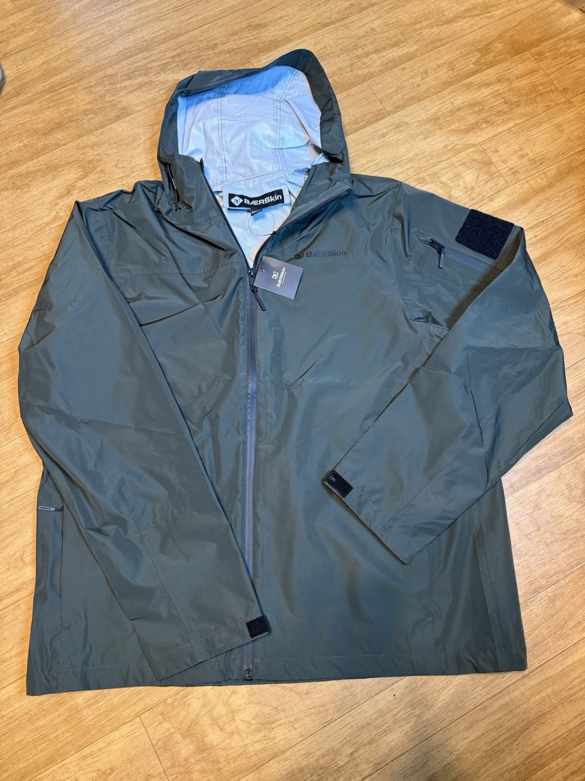 Baer Skin Tactical Rain Jacket Dark Green Large Waterproof Full Zip With Hood