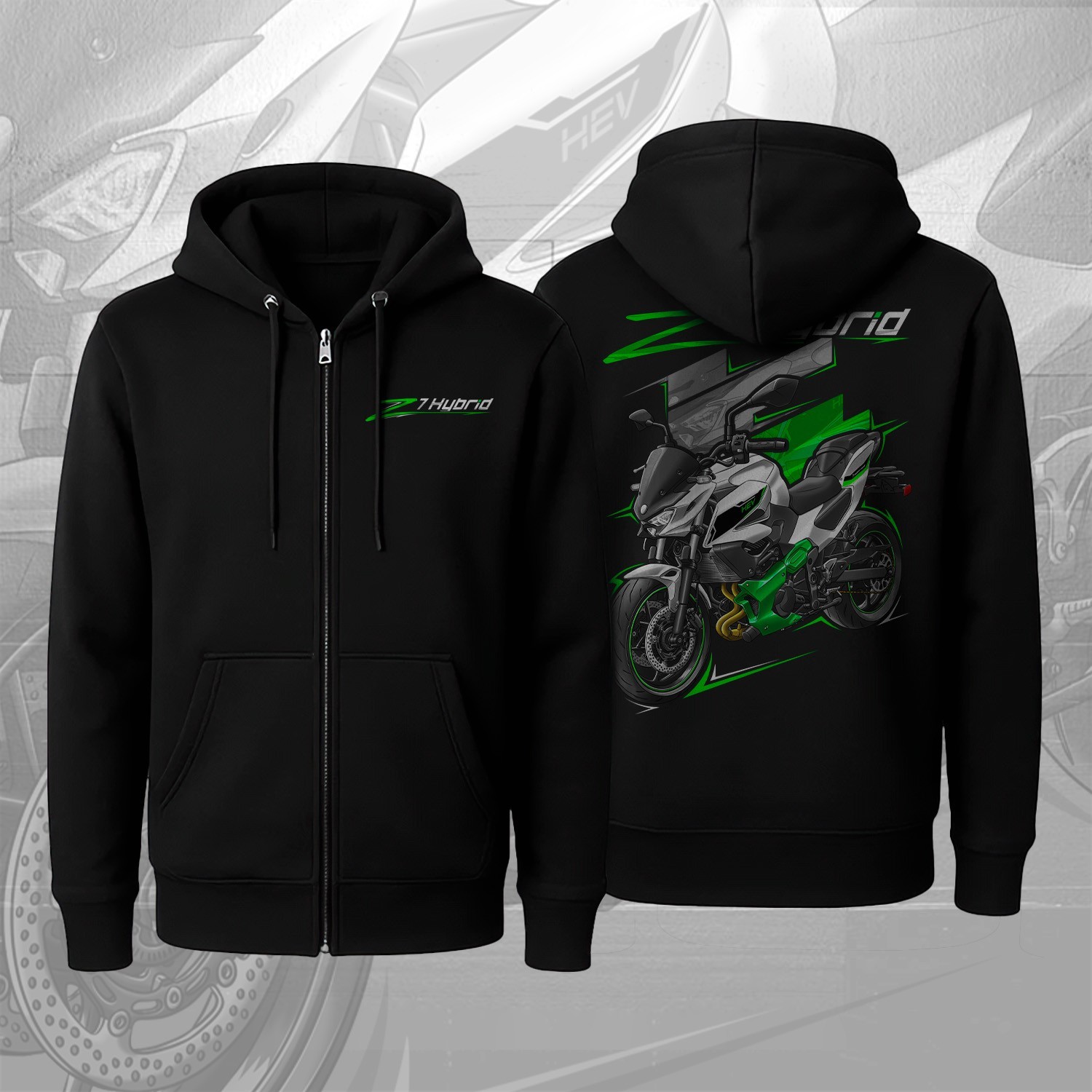 Kawasaki Z7 Hybrid 2024-2025 for Riders – Motorcycle ZIP Hoodie