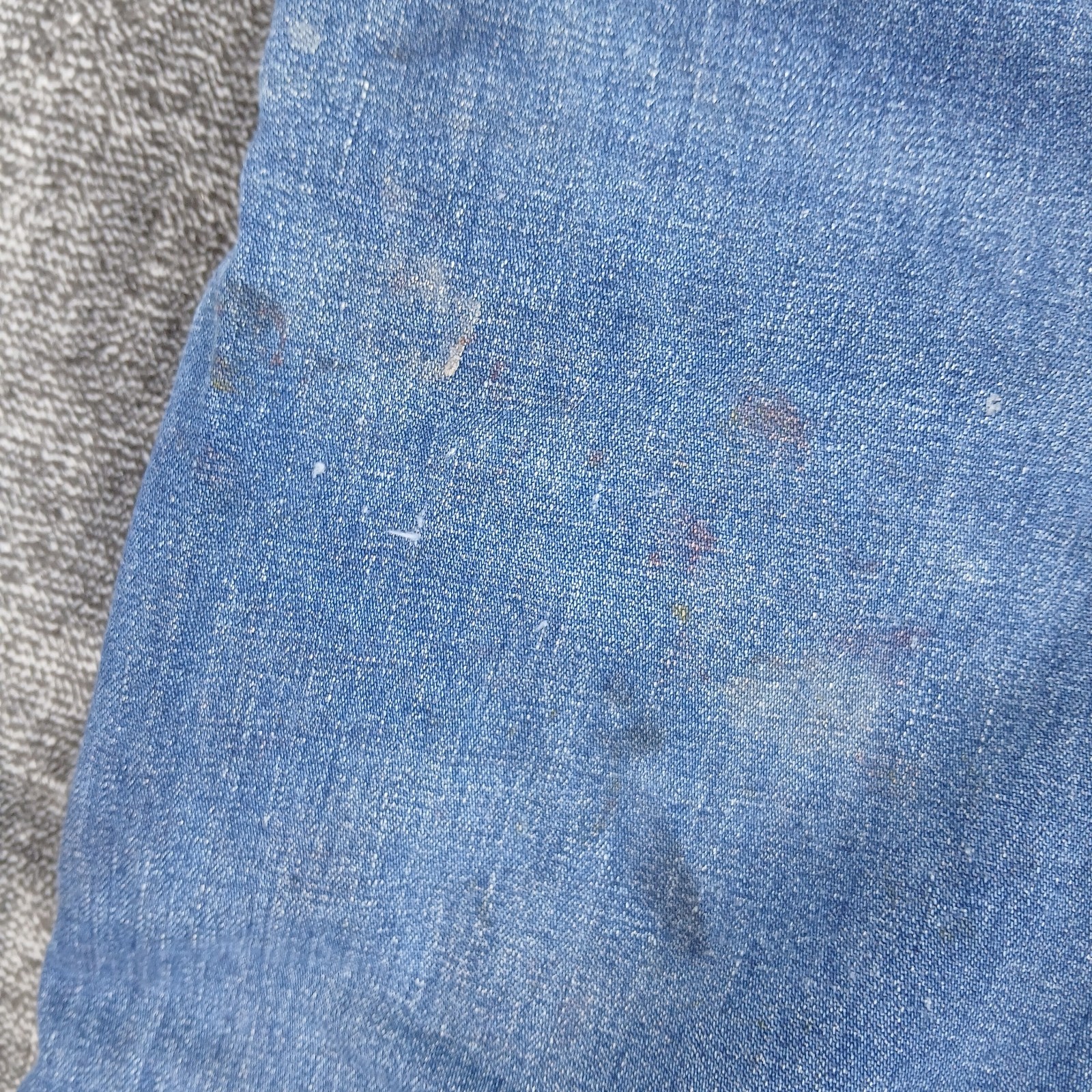 Vtg Lee Sanforized Jelt Denim Overalls 30×28 Donut Button Fly 50s 60s Stains