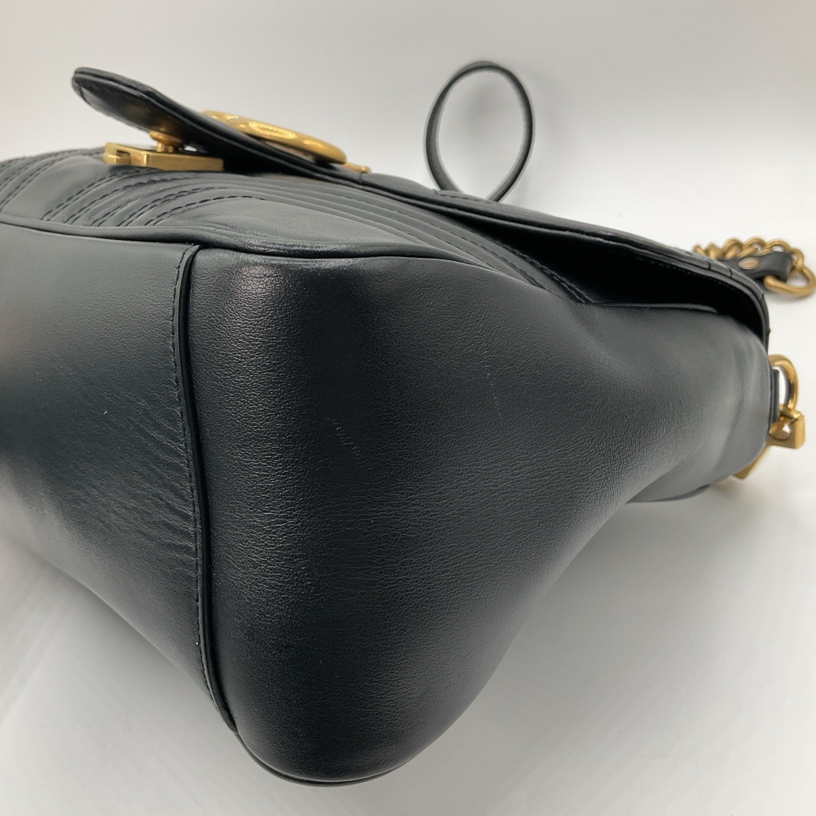 Gucci GG Marmont Matelasse Small Top Handle Black Leather Bag Purse