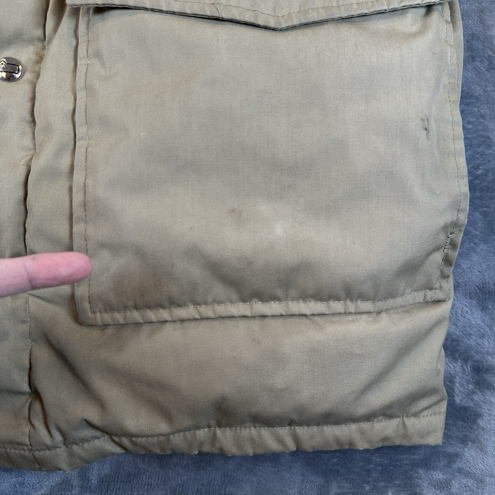 READ Vintage Woolrich Jacket Mens M Beige Goose Down Puffer Winter Coat Parka