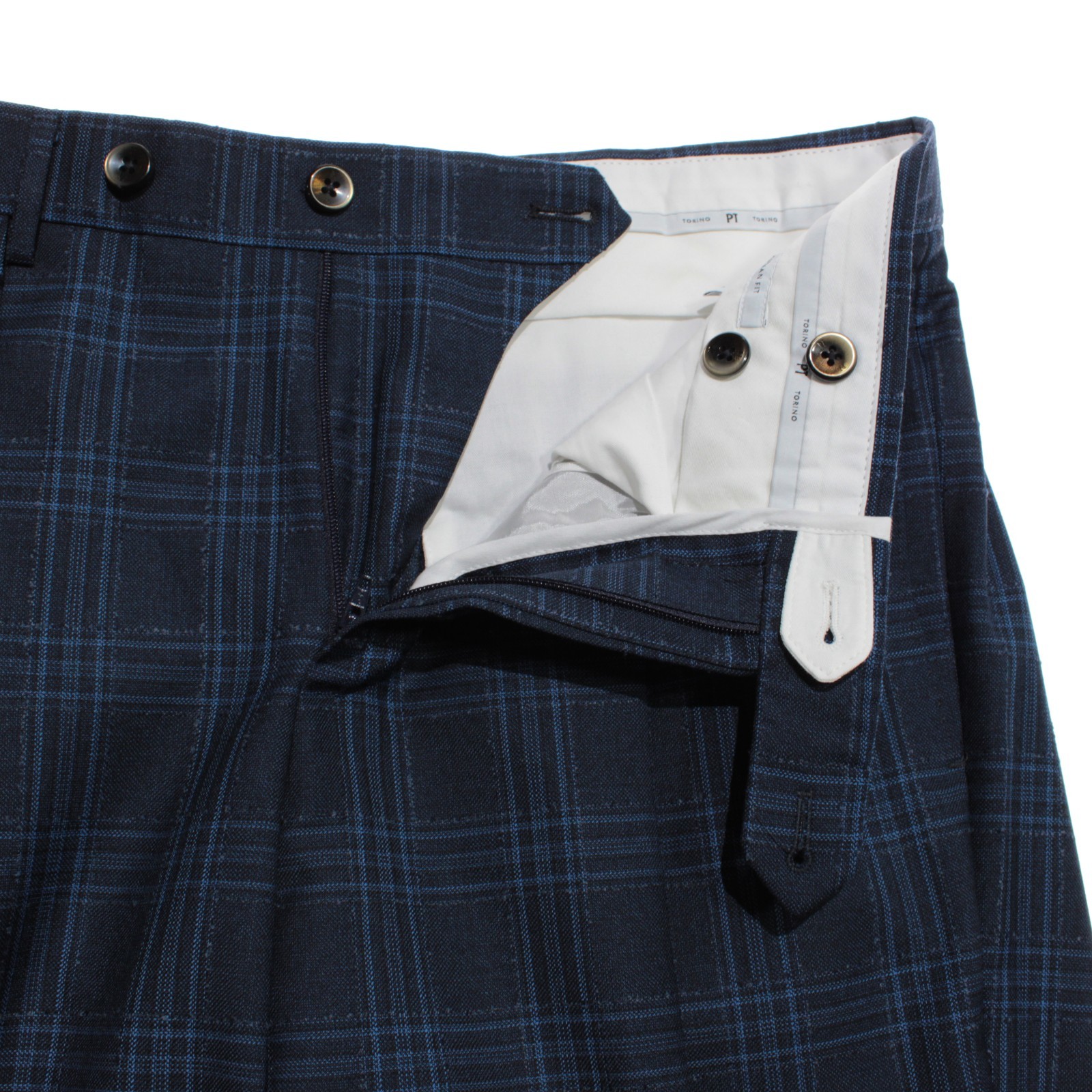 PT Torino NWT Dress Pants Size 46 (30 US) In Blue Plaid 100% Wool Gentleman
