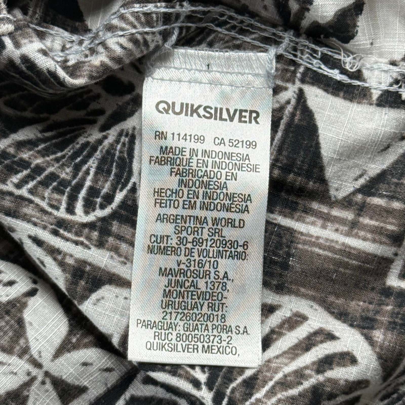 Tropical Button Up Quiksilver Waterman Mens Lg Tailored Fit Linen Blend Shirt