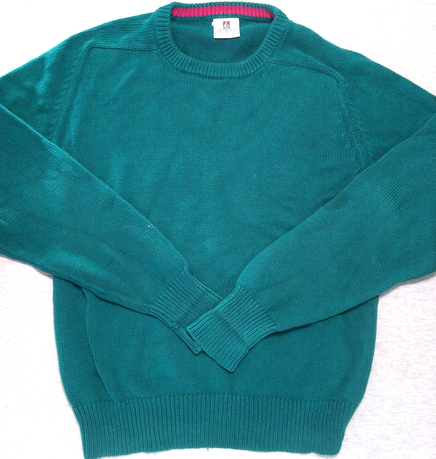 Vtg Norsport Mens Sweater Knit Size Large Cotton Long Sleeve Hong Kong