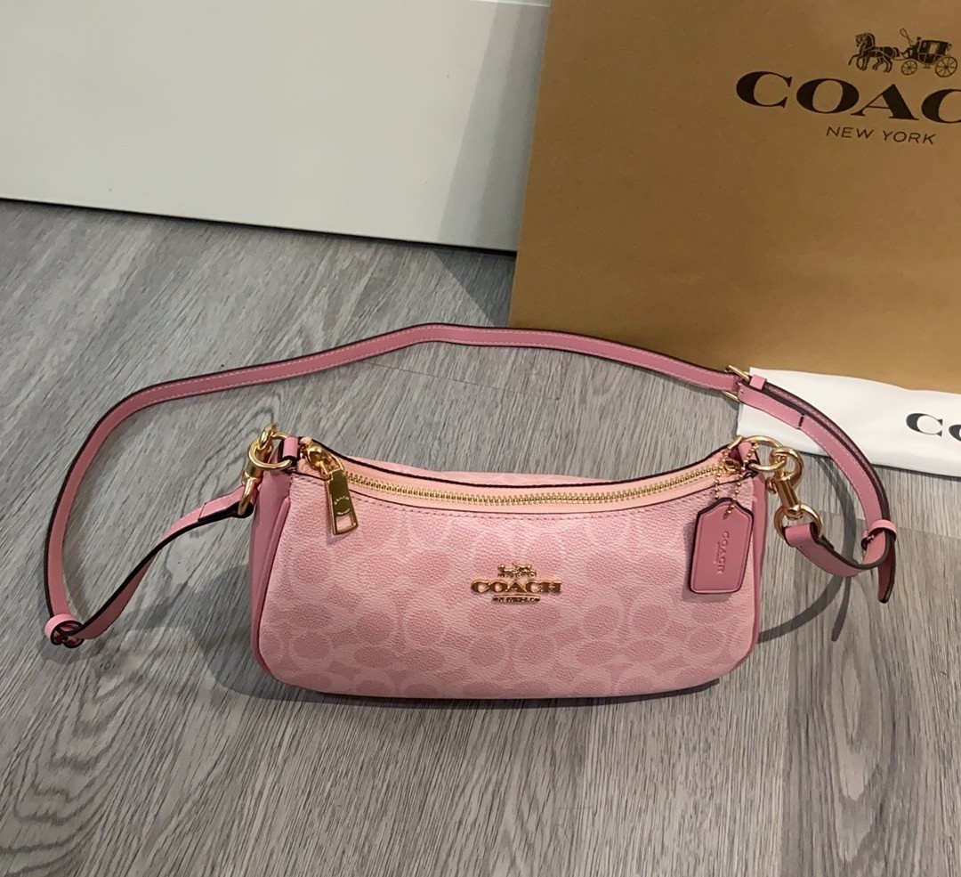 COACH Teri Shoulder Bag In Signature Canvas Crossbody Handbag CV933 Dusty Pink