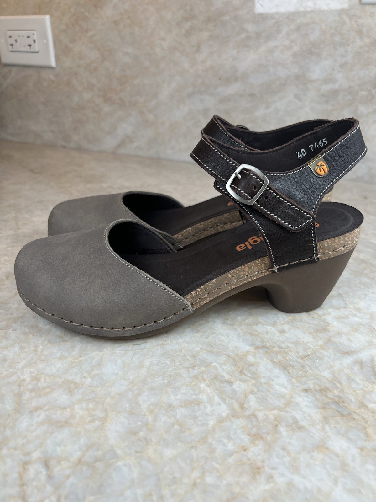 Mary Jane Sling Back Clogs Brown Suede Jungla Made In Spain Size 8.5 Women’s
